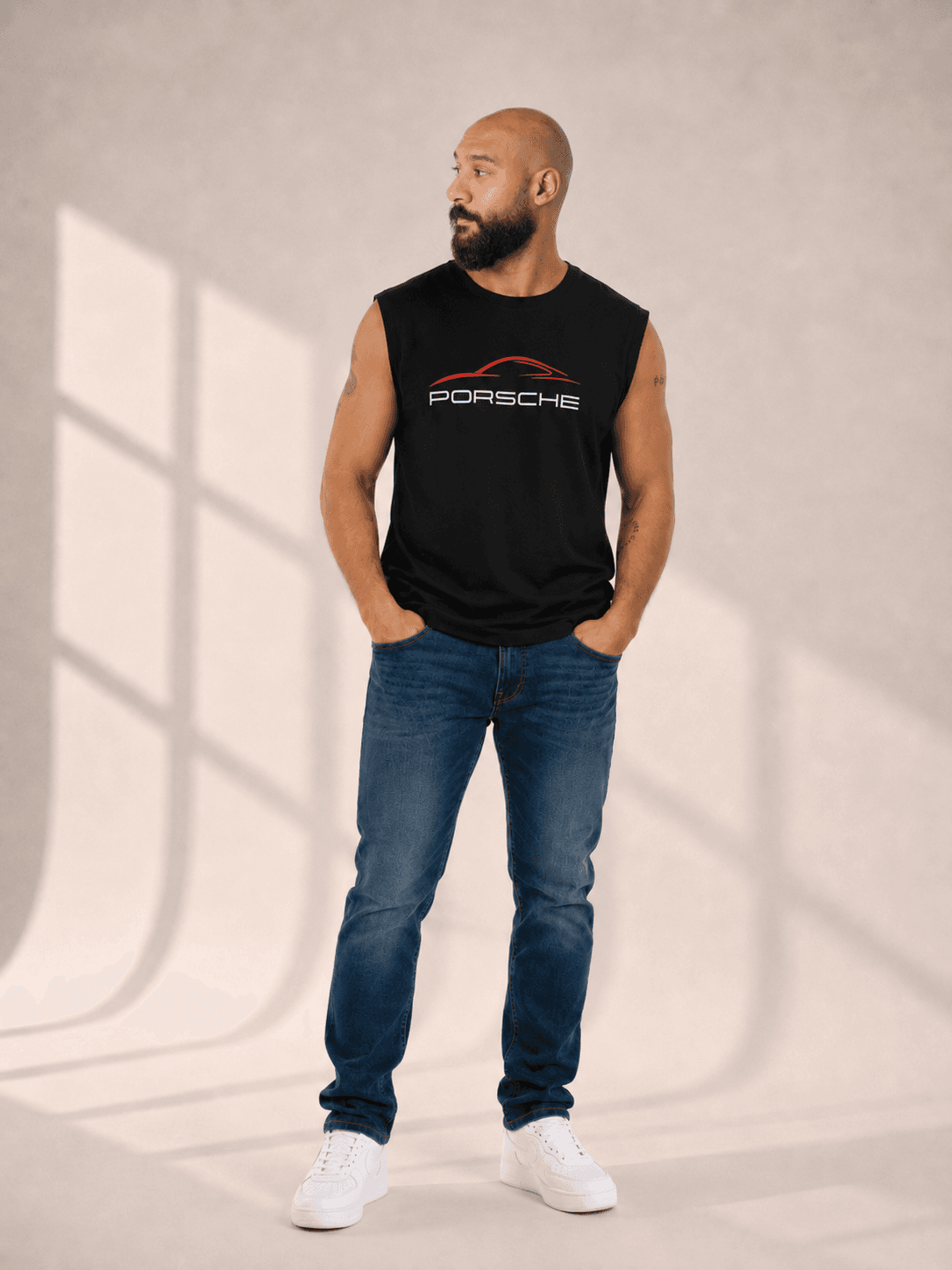 Men’s Sleeveless Porsche Print T-Shirt