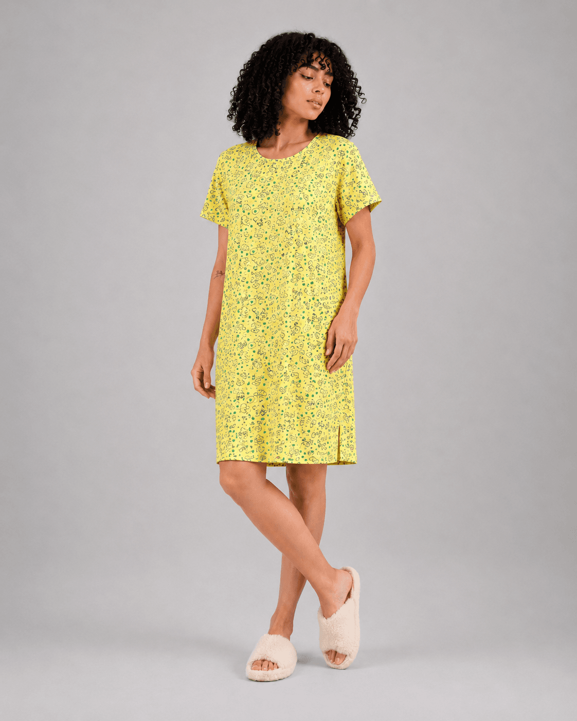 Short Printed House Dress
